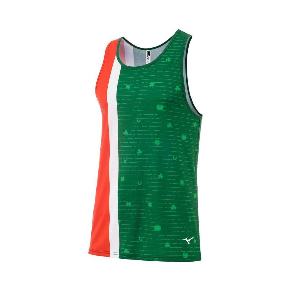 Camisolas de Alças Mizuno Printable - Homem - Verdes - WJUQH3408